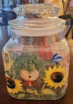 Hand-Painted Glass Jar with Lid