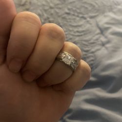 Size 5 Diamond engagement and wedding ring  They are welded together