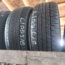 215 60 17 (2) high tread all season used tires FREE installation
