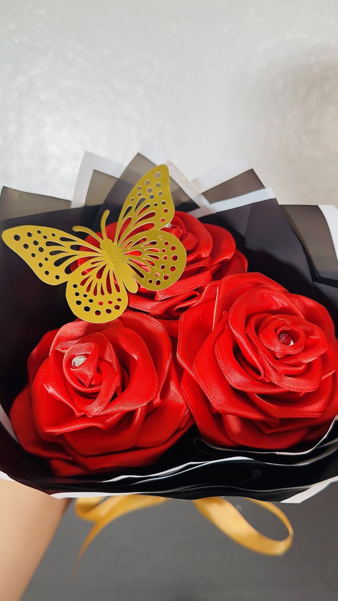Red Ribbon Flower Bouquet