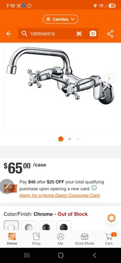 SUMERAIN Double Handles Wall Mount Standard Kitchen Faucet in Chrome