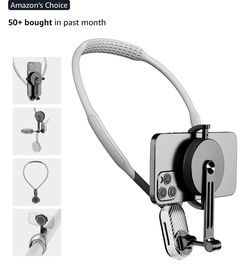 Magnetic Neck Mount for Phones, POV Phone Holder Hand Free Chest Stand Video Recording Vlog for iPhone 17 16 15 14 13 Android Phones