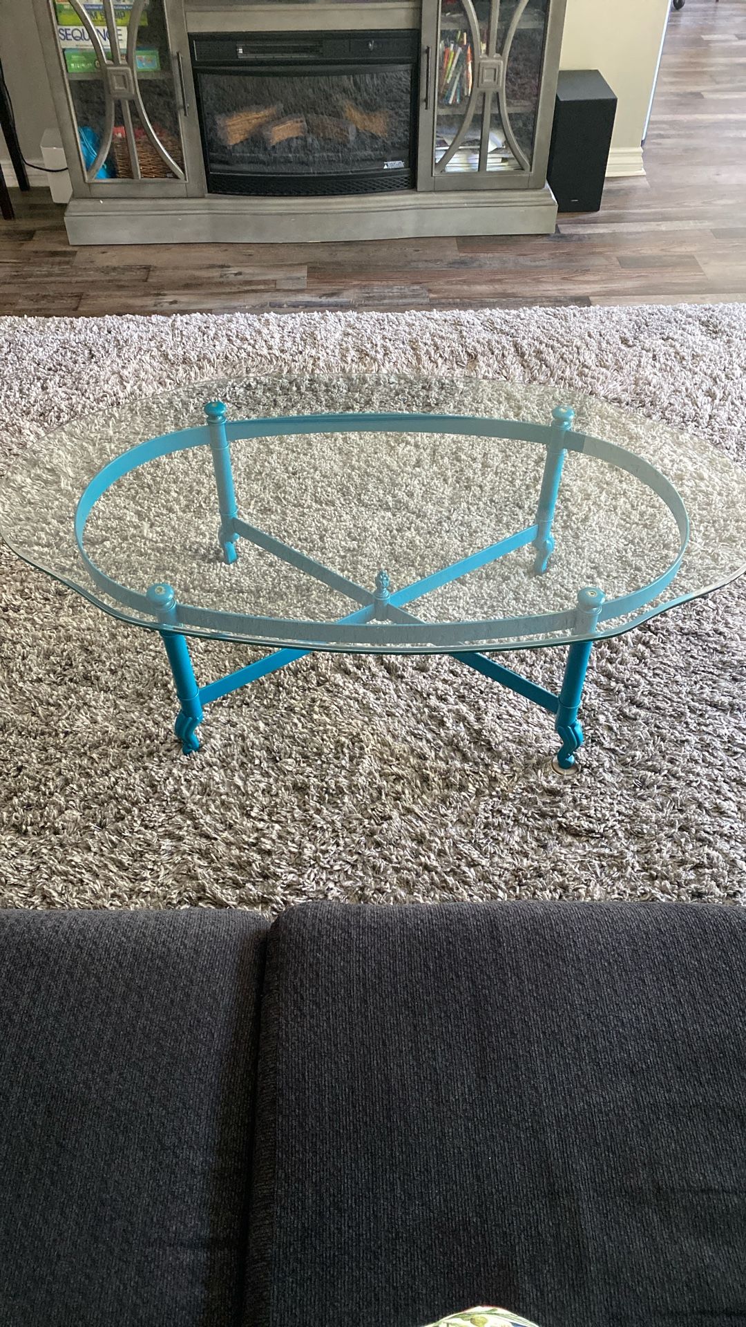 Glass And Metal Coffee Table