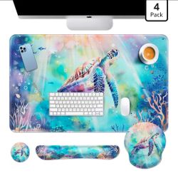 Keyboard Mouse Pad Set, 4 in 1 Desk Mat Set, Sea Turtle Cute
Ocean Large Mousepad+Keyboard Wrist Rest+Mouse Wrist Rest+Coaster Ergonomic Design for Ho