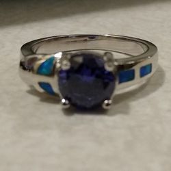 Stunning New Sterling Silver Solitaire Tanzanite Fire Opal Ring!!! 🔥💍