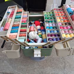 Large Sewing Thread Collection with Vibtage Organizer Case