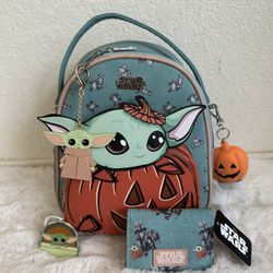 Grogu Baby Yoda Pumpkin Backpack And Wallet