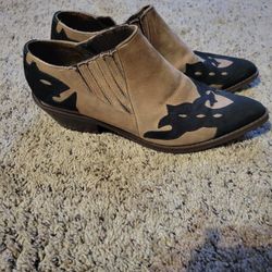 Women's Roxie Suede Black & Tan Cowboy Boot Shoes...size 8.5