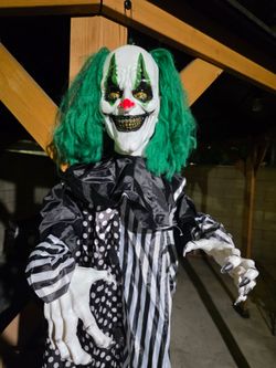 Hanging Scary Clown Halloween Decoration that shakes.