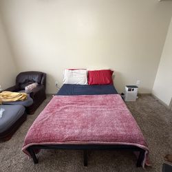Full size bed frame and mattress