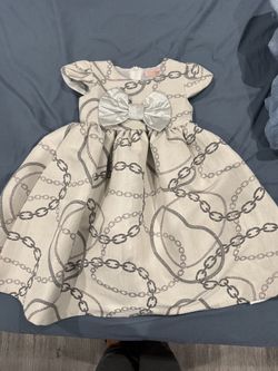 Girls Formal Dress with Chain Print and Bow