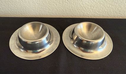 EGG CUP EGG TRAYS STAINLESS STEEL SET OF 2 EGG HOLDERS