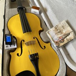 Beautiful 4/4 Yellow Violin with New Bow, Digital Tuner, Extra Strings $140 Firm