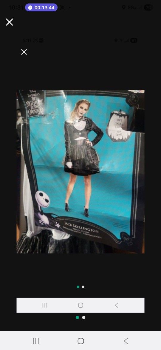 Delux Jack Skelington  Womens SMALL 