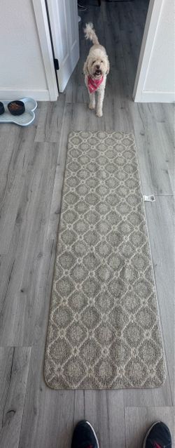 Multy Home Gray Geometric Indoor Hallway Runner Rug (Non-Slip, Machine Washable)
