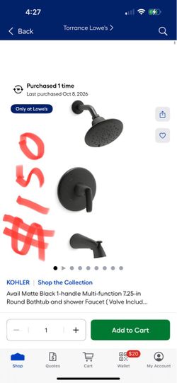 [ KOHLER Shop the Collection Avail Matte Black 1-handle Multi-function 7.25-in Round Bathtub and shower Faucet (Valve Includ..