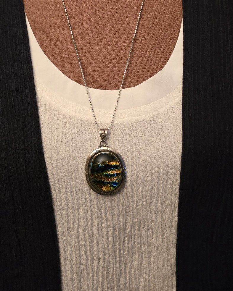 Necklace Glass Pendant 925 Silver
