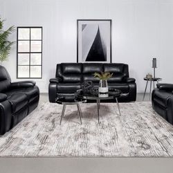  3-piece Upholstered Motion Reclining Sofa Set Black 