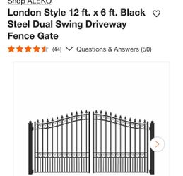 ALEKO London Style 12 ft. x 6 ft. Black Steel Dual Swing Driveway Fence Gate