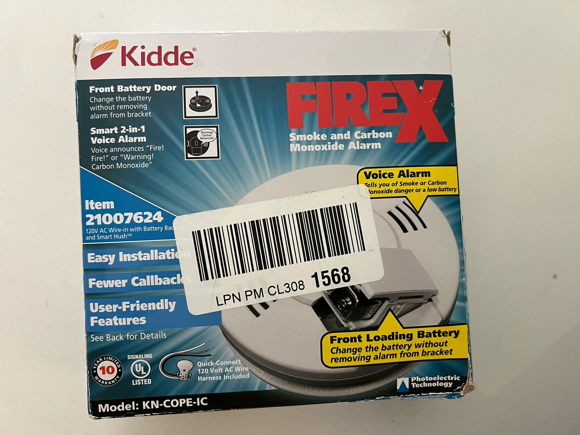 Kidde AC Photoelectric Smoke and Carbon Monoxide Detector Alarm