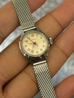 Caravelle vintage Stainless Steel Mesh Bracelet Watch  Red Star winding