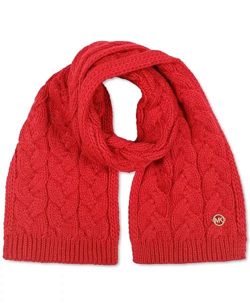 MICHAEL MICHAEL KORS Women's Cable Knit Braided Scarf Crimson