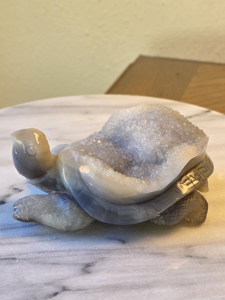 1.2 Lb (526g) Druzy Agate Turtle Quartz Crystal