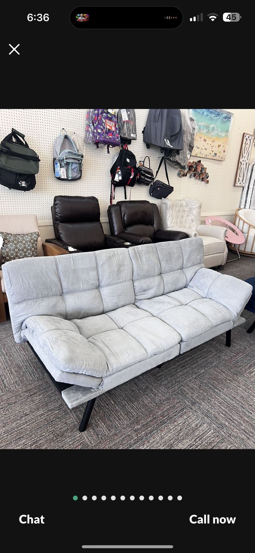 Memory Foam Futon with 72" Grey, New