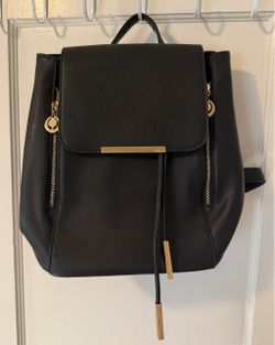Black Faux Leather Fashion Backpack