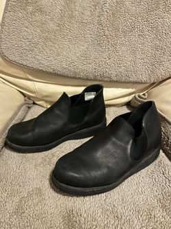 Size 12-E3 Black Leather Slip Ons
