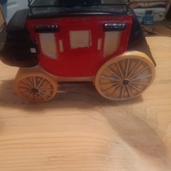 Vintage Wells Fargo Stage Coach Ceramic Coin Bank 