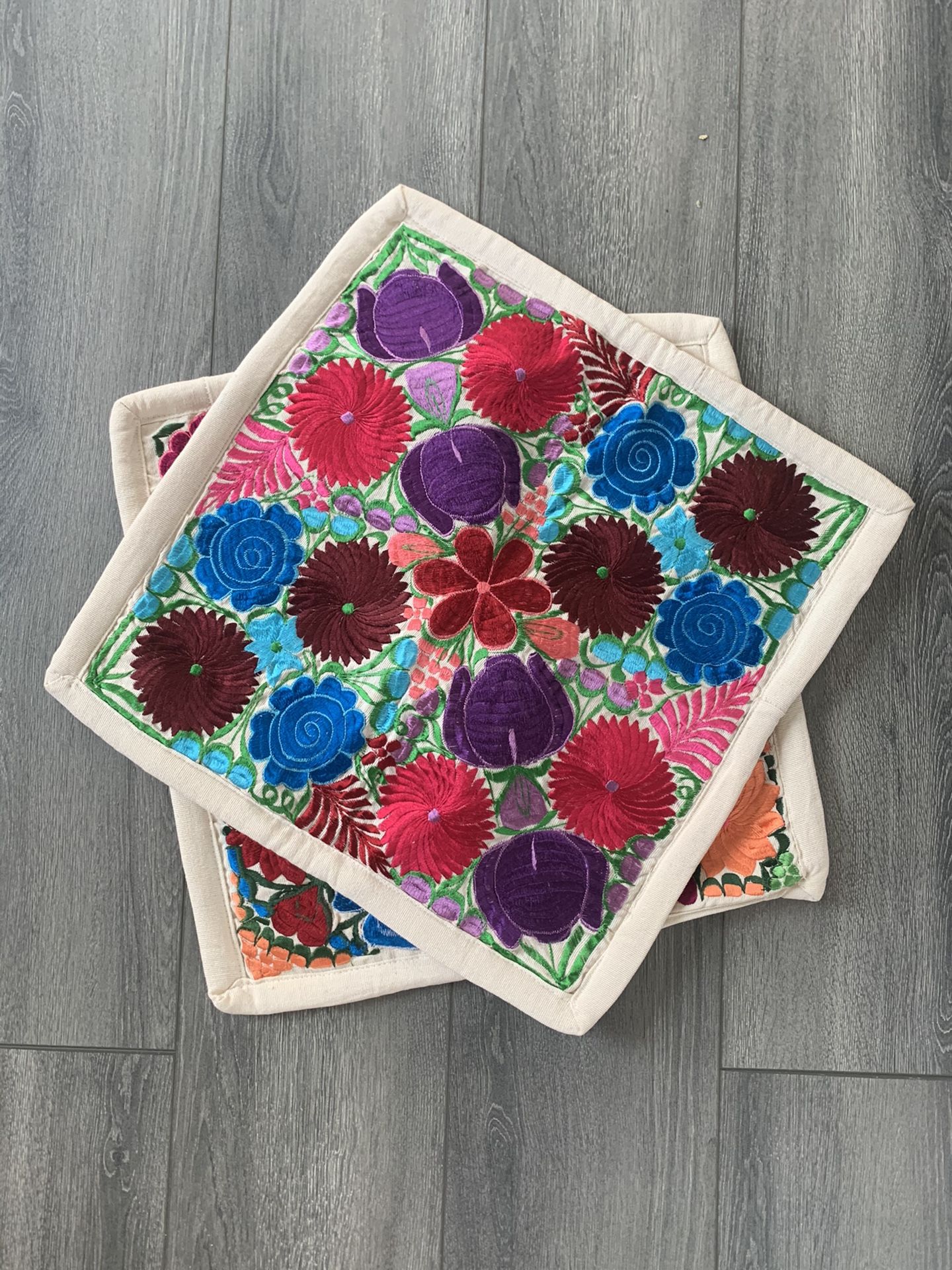 White Mexican cushion cases pillow pair