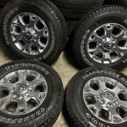 Dodge 8 lug rims and tires factory like new oem set GM truck diesel Firestone 