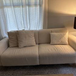 Cream Colored Wool Upholstered Sofa
