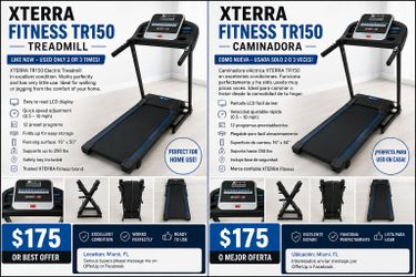 XTERRA Fitness TR150 Treadmill – Black/Blue – 16" x 50" – Like New $175 or Better offer.    Caminadora XTERRA Fitness TR150 – Negra/Azul – 16" x 50" –