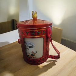 DisneyParks Mickey&Friends Red Musical Rotating Christmas Tin Popcorn Bucket
