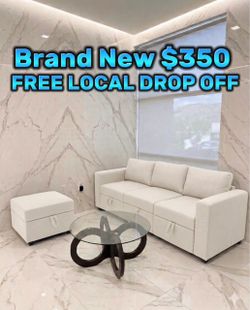 Beige sofa and ottoman brand new in box 📦