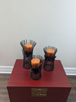 Decorative Metal Candle Holders with Orange Fall Candles