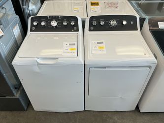 GE 4.5 cu. ft. Washer w/Agitator & Oxi Sanitize; 7.2 cu. ft. Vented Gas Dryer w/Auto Dry & Extended Tumble