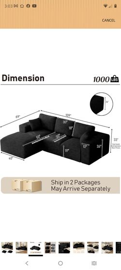 Black boneless couch
