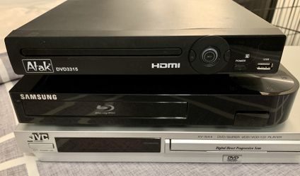 Samsung Blu-ray Disc Player and two other DVD Players. 