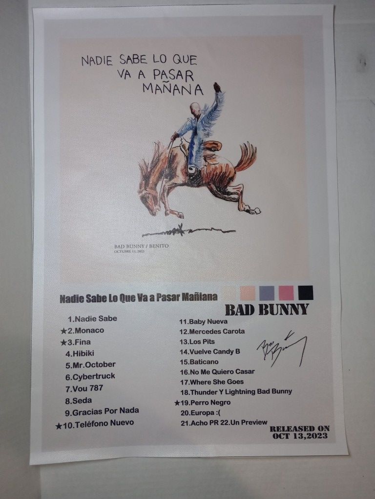 Bad Bunny Nadie Sabe Lo Que Va A Pasar Mañana Album Cover Canvas Poster Rapper