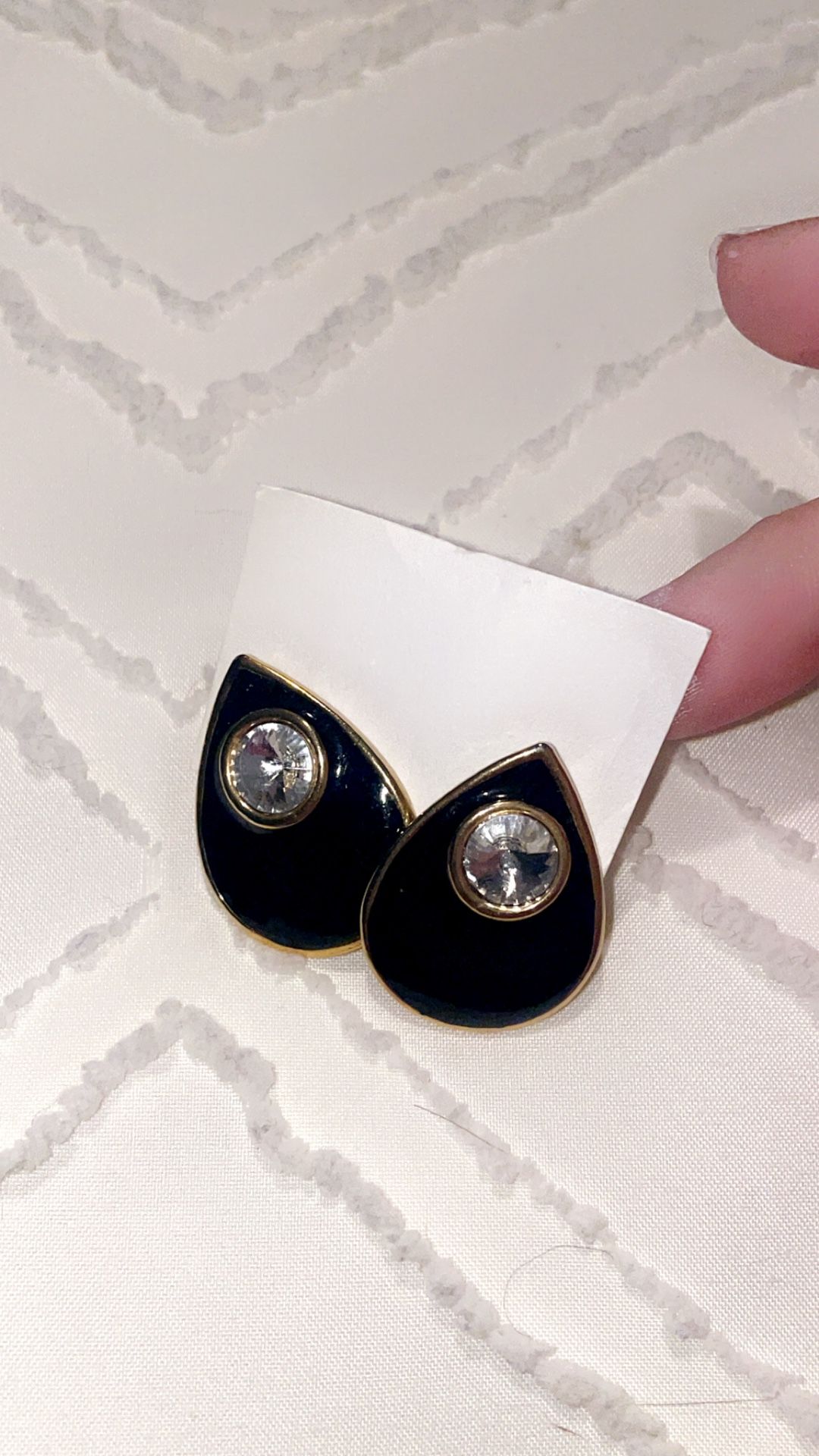 Rare Black & Gold Onyx Earrings With Diamond Piece!