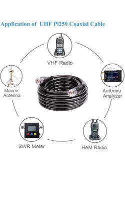 50ft KMR400 PL259 Male to Male Coaxial Cable - Low Loss UHF Cable for HAM Radio, VHF Radio, SWR Meter, Antenna Analyzer