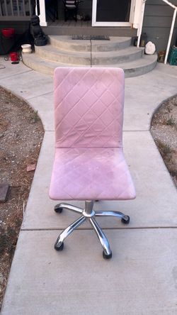 Pink Quilted Office Chair with Chrome Base