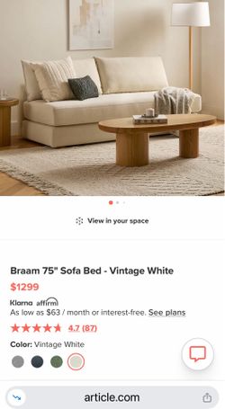 Braam 75" Sofa Bed - Vintage White Article Furniture