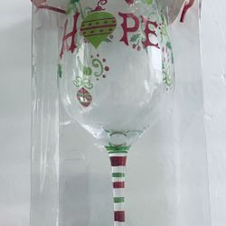 Christmas Hand painted Wine Glasses. 2 Available, Brand New In Package