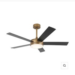 Vaczon 48" Tracy Smart Ceiling Fan with LED Light, APP & Remote, Gold/Black, New