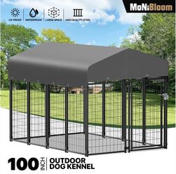 Yard Kennel - 100''Length w/ Roof Cover - Black