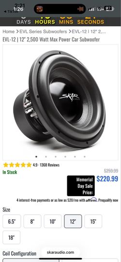 2 12” EVL-12 SKAR SUBS